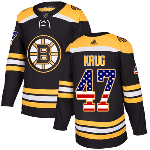 Adidas Bruins #47 Torey Krug Black Home Authentic USA Flag Youth Stitched NHL Jersey